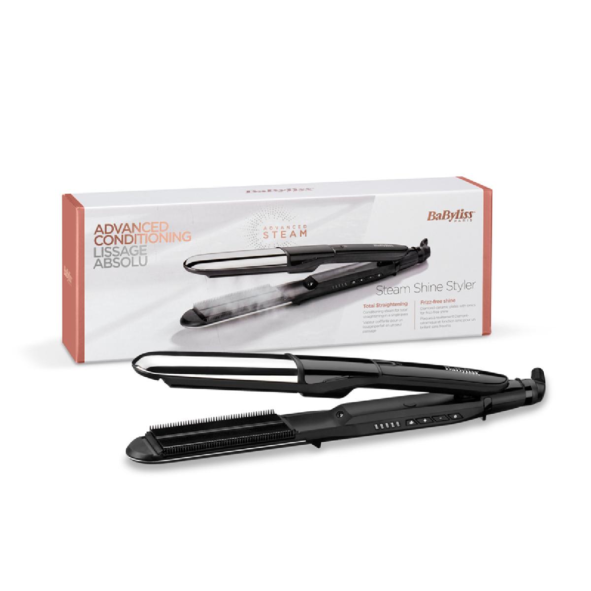 BaByliss ST496 Steam Mist Styler Straightening iron Black, Silver 2.5 m