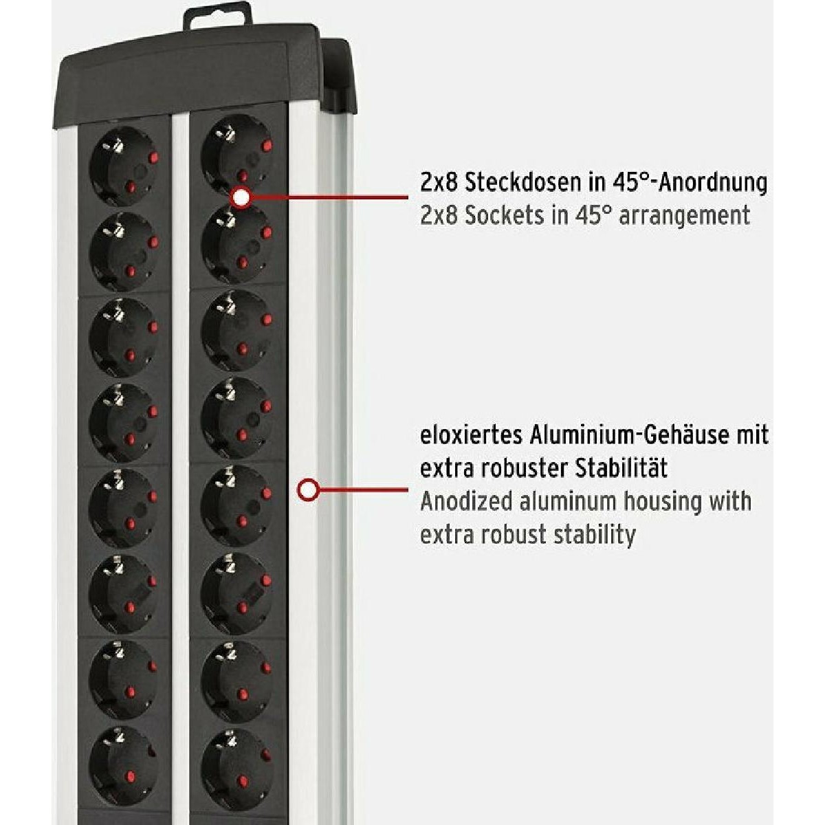 Brennenstuhl premium alu line 16 θέσεων καλώδιο 3m  με διακόπτη black silver  (1391000916) Brennenstuhl premium alu line 16 θέσεων καλώδιο 3m  με διακόπτη black silver  (1391000916)