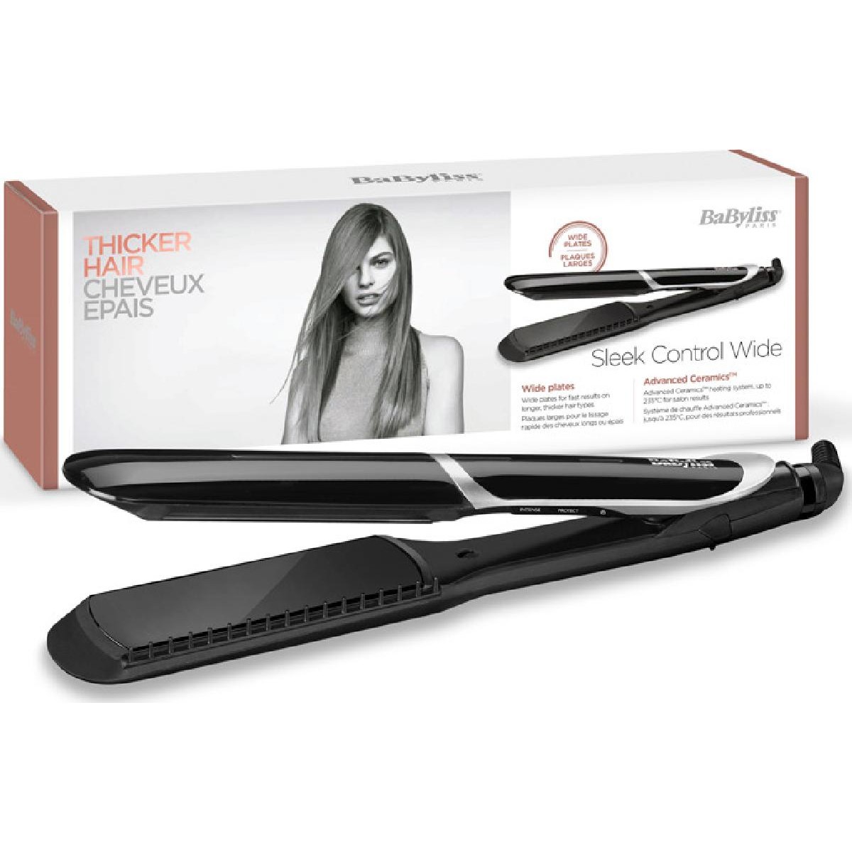 BaByliss ST397E Sleek Control Wide Straightening iron Warm Black 98.4