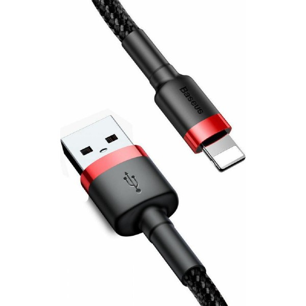 Baseus CALKLF-C19  Cable Lightning USB Cafule 1.5A 2m, Red Black