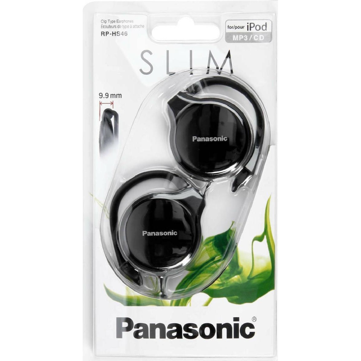 Panasonic RP-HS46E-K on-ear 3.5mm black clip-on headphones