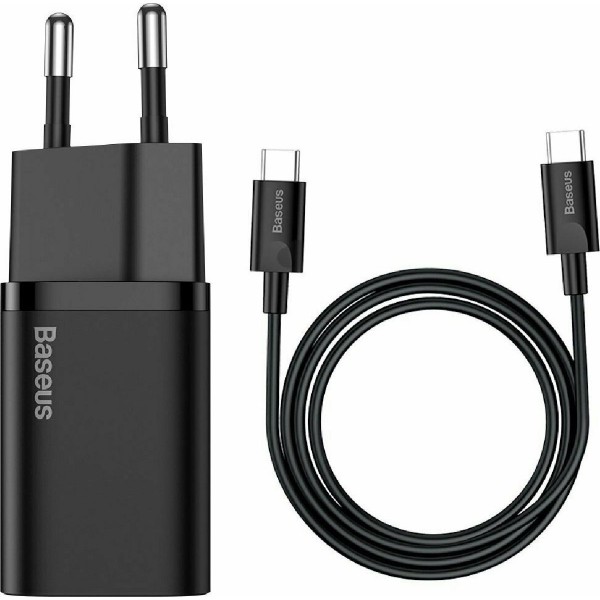 Baseus TZCCSUP-L01 Φορτιστής με Θύρα USB-C και Καλώδιο USB-C 25W Μαύρος (Super Si)