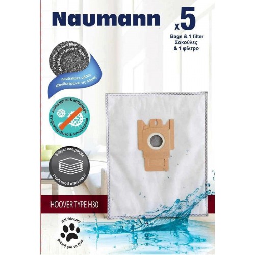 Naumann TYPE H30 Σακούλες Σκούπας 5τμχ + 1 φίλτρο Συμβατή με Σκούπα Hoover