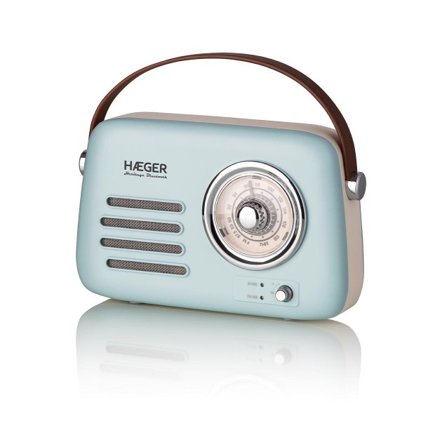 Haeger RB-BLU.002A Retro Bluetooth Vintage FM Radio with Bluetooth Speaker Blue