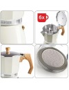 Haeger MOKA Pot 6 Aluminium coffee espresso pot 6 cups beige wood (CP-06A.010A) Haeger MOKA Pot 6 Aluminium coffee espresso pot 6 cups beige wood (CP-06A.010A)