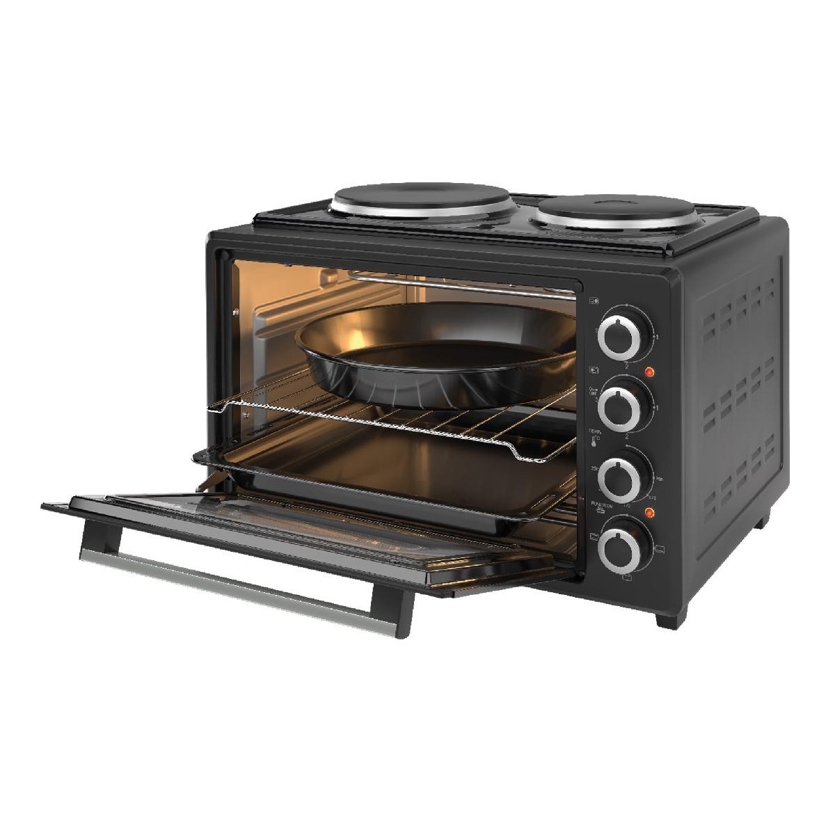 Ecg ETH 3501B Ηλεκτρικός φούρνος 35lt με 2 μάτια  1400 watt black