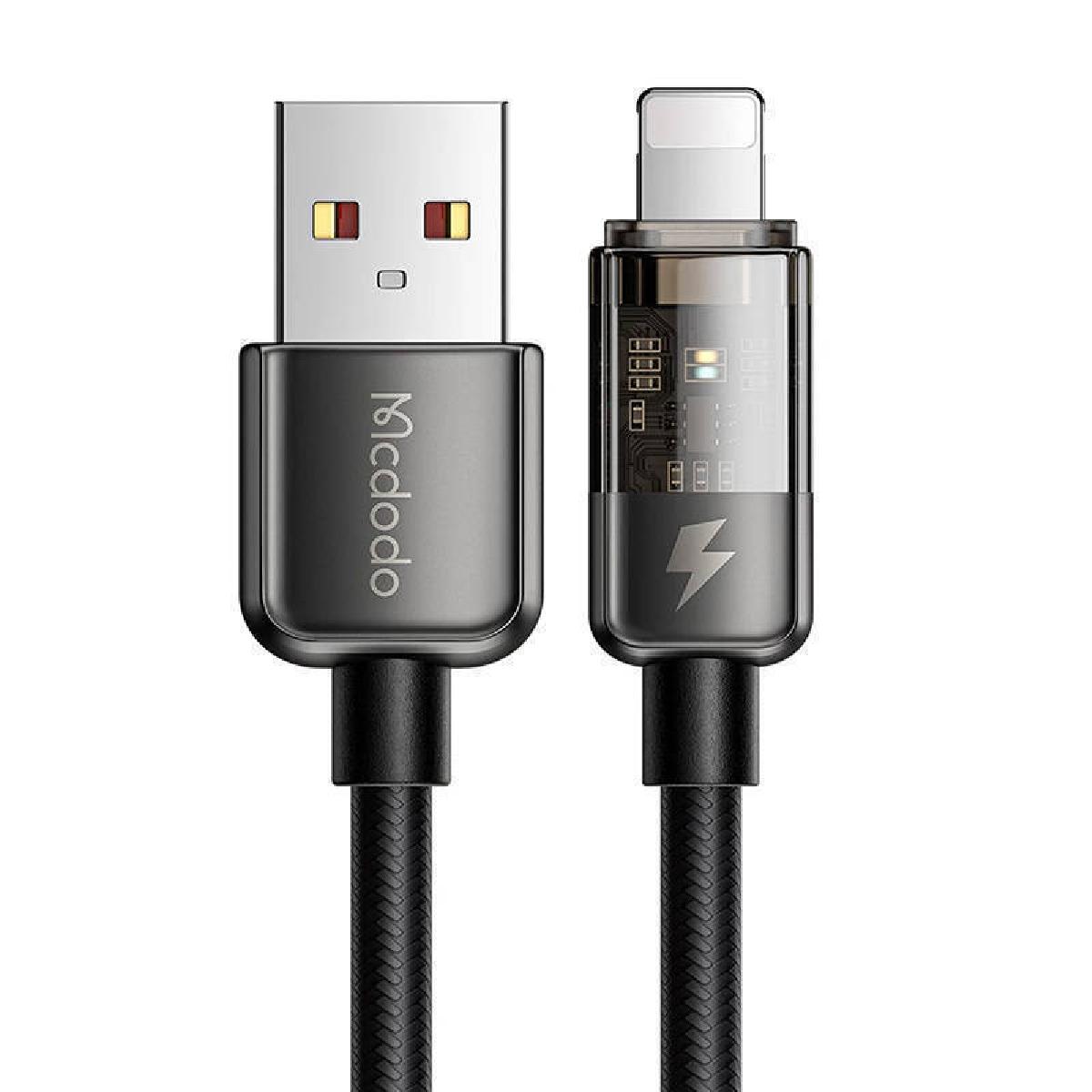 Mcdodo CA-3140 Auto Power Off USB-A to Lightning Transparent Data Cable 1.2m black Mcdodo CA-3140 Auto Power Off USB-A to Lightning Transparent Data Cable 1.2m black
