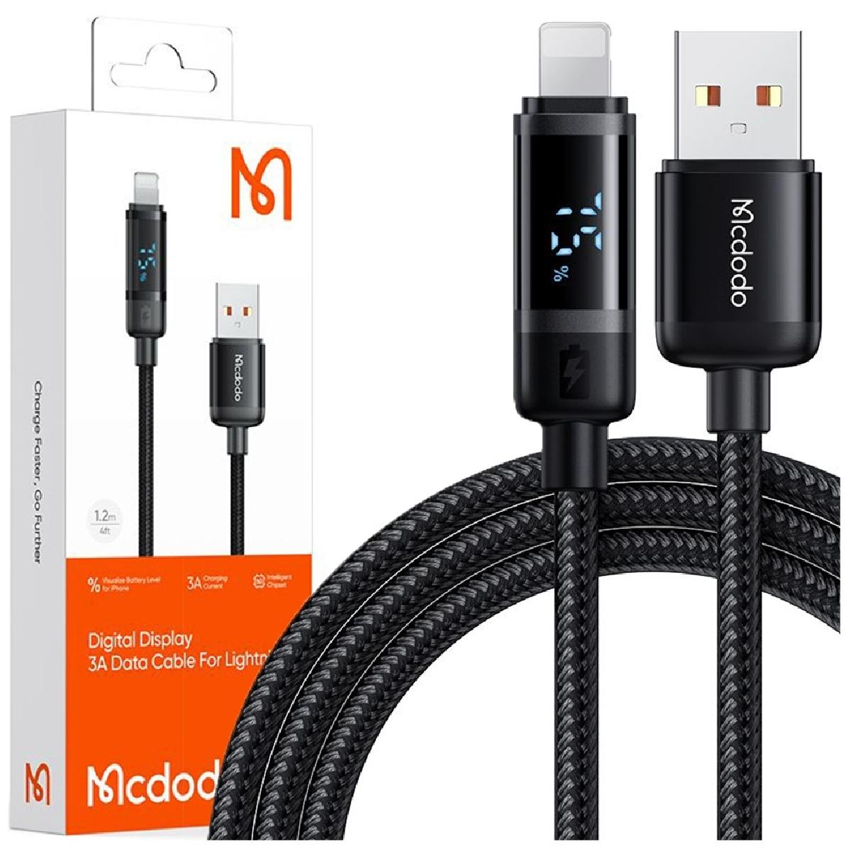 Mcdodo CA-5000 Digital Display USB-A to Lightning Data Cable 1.2m 
 black Mcdodo CA-5000 Digital Display USB-A to Lightning Data Cable 1.2m 
 black