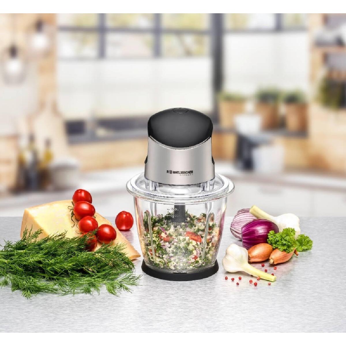 Rommelsbacher MZ 500 Multi Food Chopper 500 watt 1.5lt XXL stainless steel black