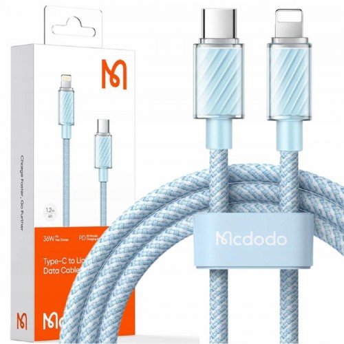Mcdodo CA-3661 Type-C to Lightning Transparent Data Cable  1.2m blue