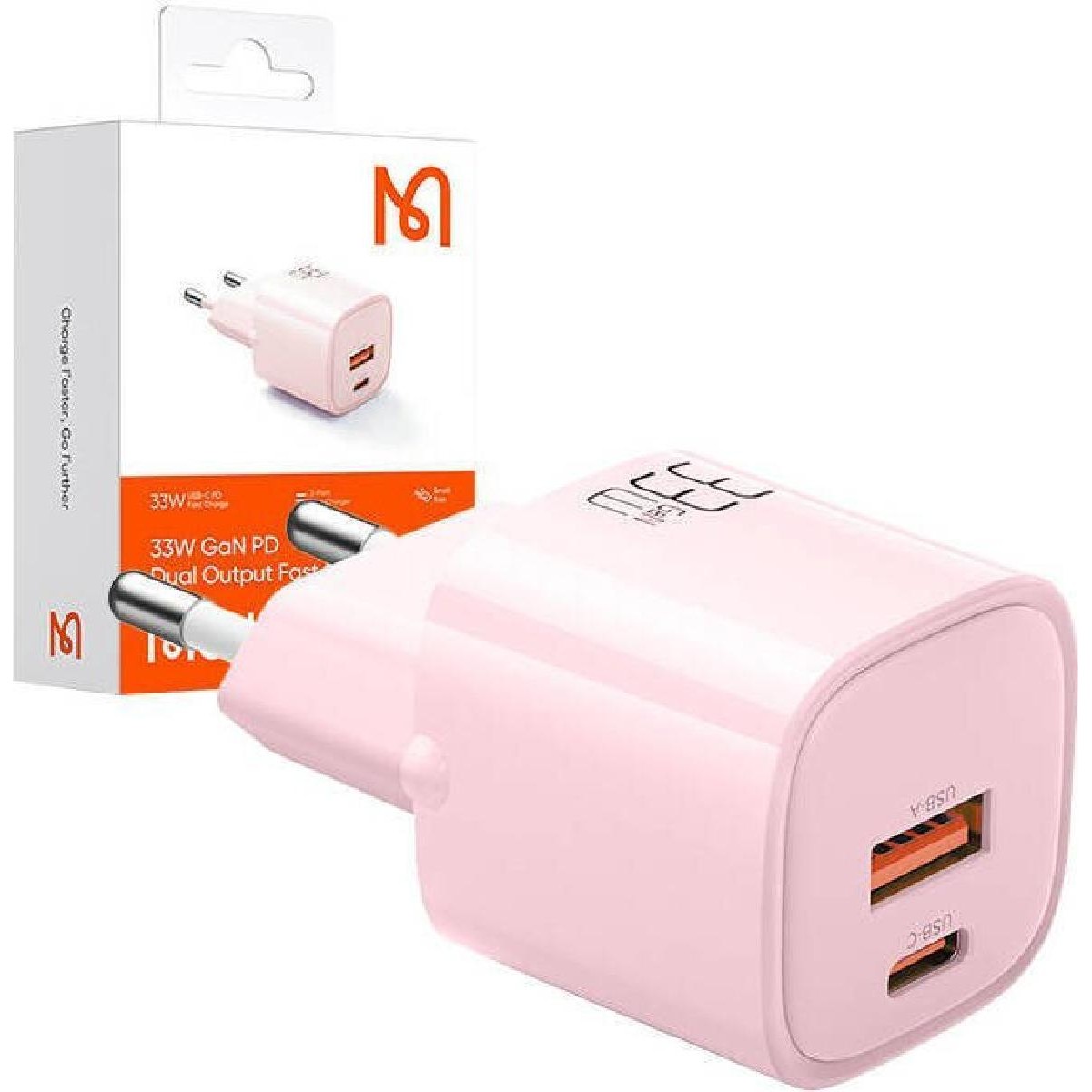 Mcdodo CH-0156 33 watt USB-A +USB-C GAN Fast Charger (EU) pink