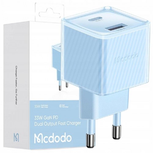 Mcdodo CH-4152 33 watt USB-A +USB-C GAN PD Fast Charger (EU) blue