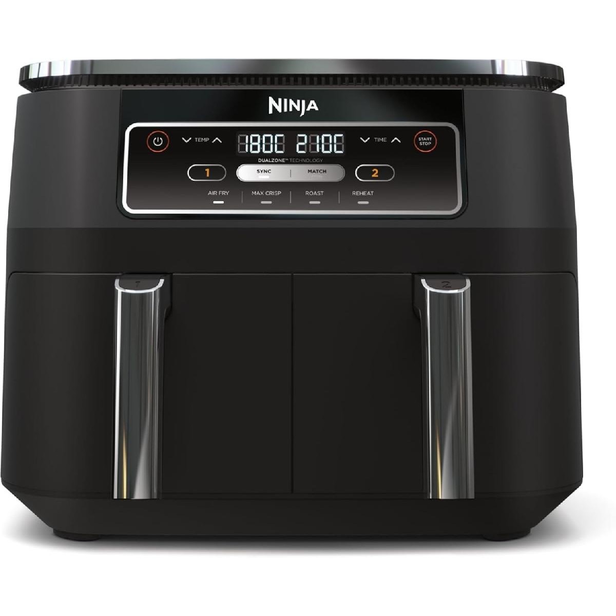 Ninja AF200EU Foodi Dual Zone Φριτέζα Αέρος με Διπλό Αποσπώμενο Κάδο 2400 watt 7.6lt black