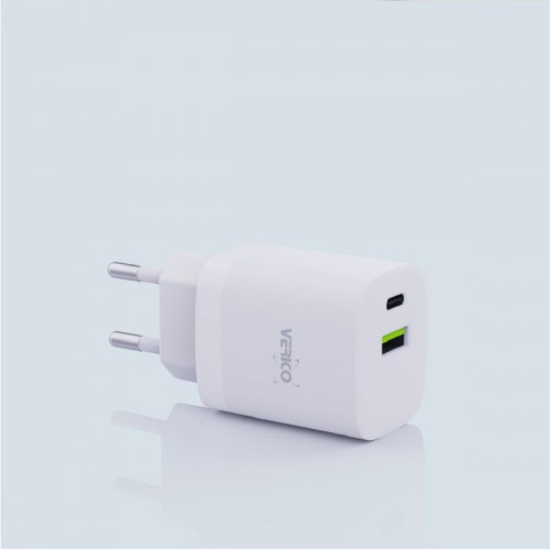 Verico MOJO charger GaN 30 watt PD 2-Port (USB-A & USB-C)  white