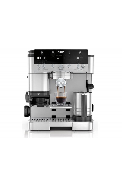 Ninja ES601EU Luxe Premier 3-in-1 Coffee Maker, Espresso Machine  with Built-in Bean Grinder & Milk Frother silver