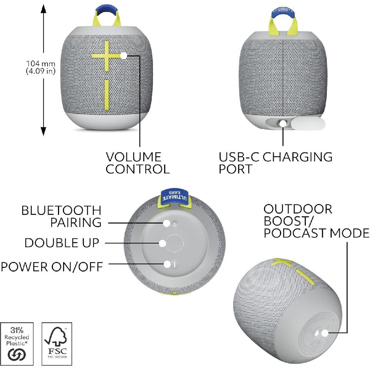Bluetooth Speakers Ultimate Ears Wonderboom 4 grey (984-001897)