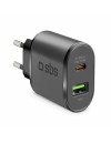 Sbs Wall Charger 25 watt USBA/TypC black (TETRPD25W)