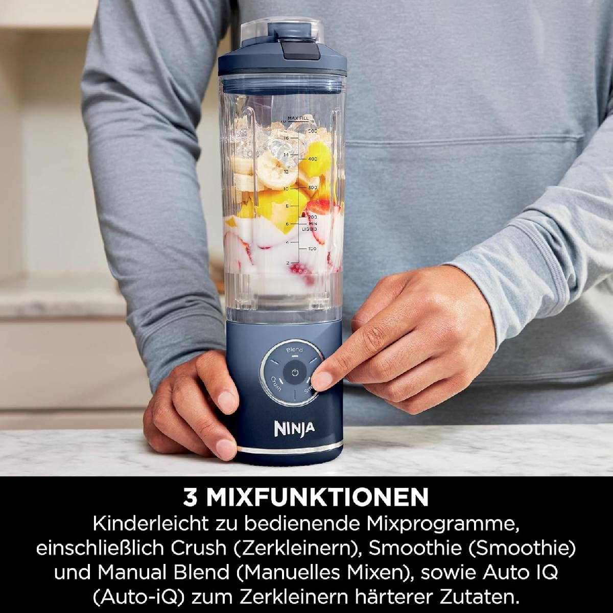 NINJA Blast Max BC251EUNV Portable USB-C Rechargeable Wireless Blender 570ml Navy Blue