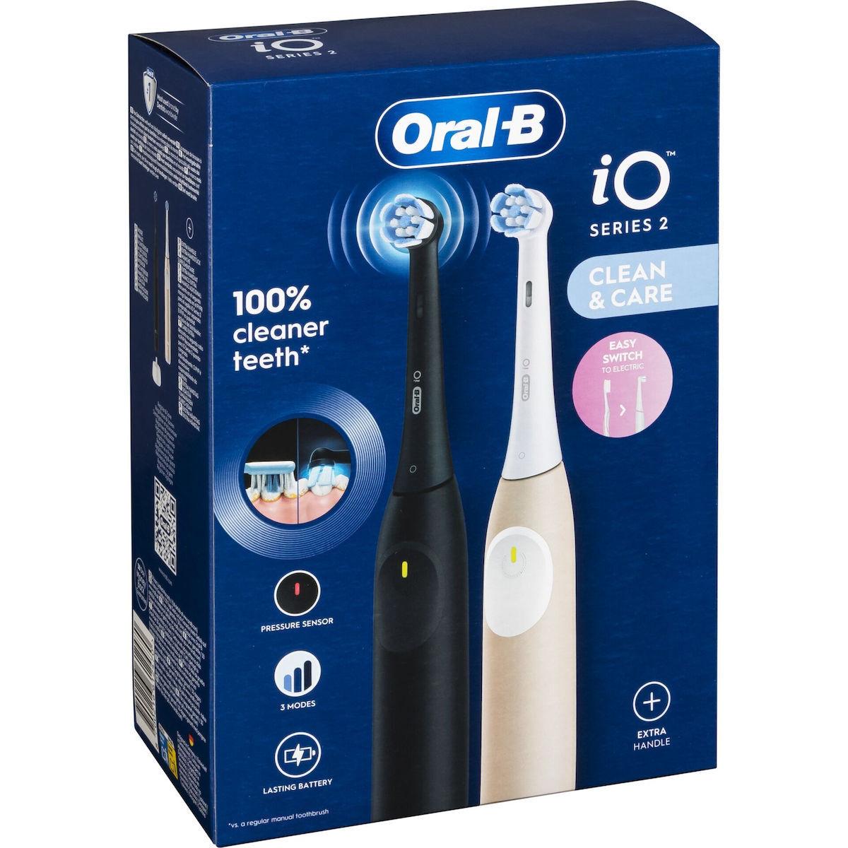 Oral-B iO Series 2 clean & care Ηλεκτρική Οδοντόβουρτσα Night Black / Calm Pink duo pack (62470)