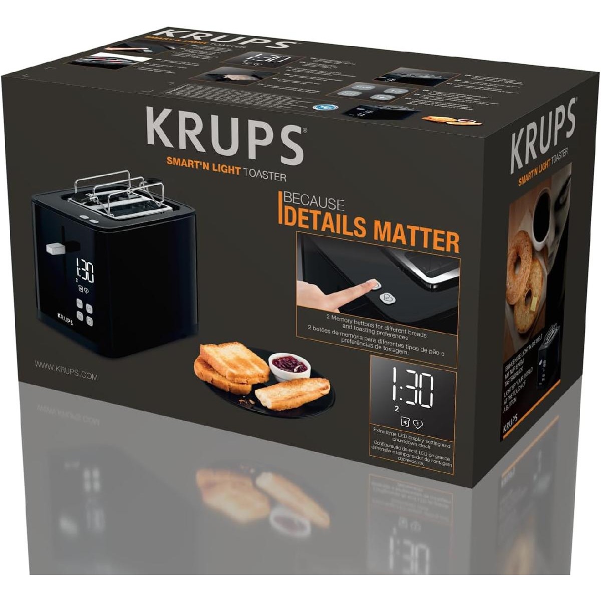 Krups KH6418 Toaster Smartn Light 2 φρυγανιέρα 2 θέσεων with Digital Display black
