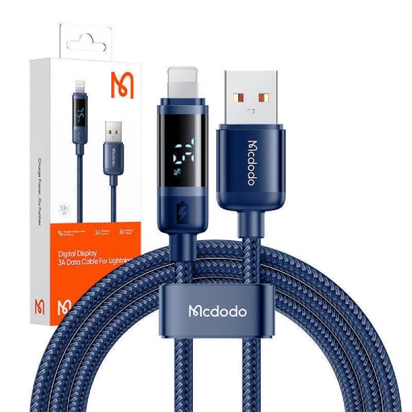 Mcdodo CA-5001 Digital Display USB-A to Lightning Data Cable 1.2m 
 blue Mcdodo CA-5001 Digital Display USB-A to Lightning Data Cable 1.2m 
 blue