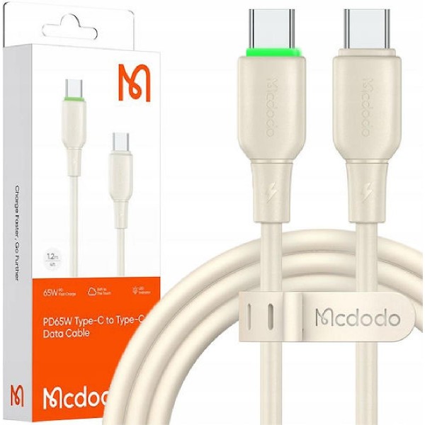 Mcdodo CA-4770 Type-C to Type-C PD 65 watt Data Cable with LED Light 1.2m beige Mcdodo CA-4770 Type-C to Type-C PD 65 watt Data Cable with LED Light 1.2m beige