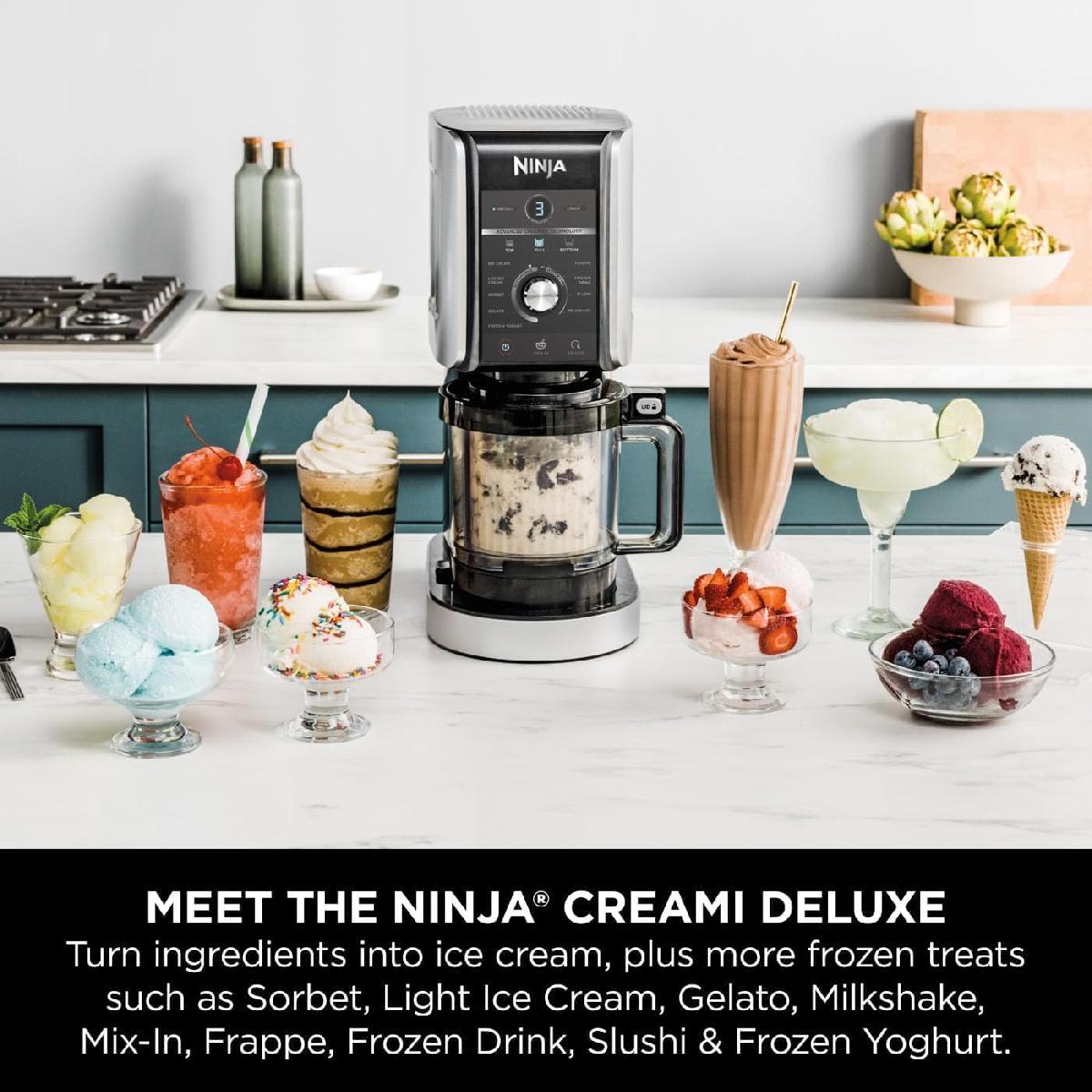 Ninja CREAMi XL Deluxe NC502EU Ice Cream & Frozen Dessert Maker 0.709lt με 2 Δοχεία silver