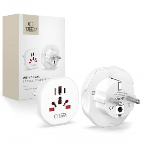 Tech-Protect WL-09 universal travel adaptor EU white Tech-Protect WL-09 universal travel adaptor EU white