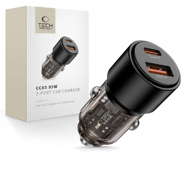 Tech-Protect CC03 Φορτιστής Αυτοκινήτου 2 Θύρες USB-A & Type-C QC3.0 95 watt Black