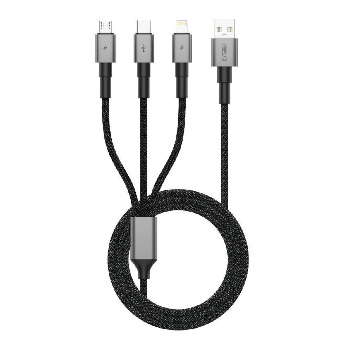 Tech-Protect UltraBoost DNA 3in1 USB-C / Micro-USB / Lightning cable 120 cm Gray