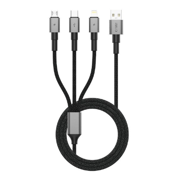 Tech-Protect UltraBoost DNA 3in1 USB-C / Micro-USB / Lightning cable 120 cm Gray