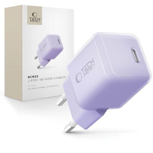 Tech-Protect NCM25 Adaptor USB-C PD 25 watt Baby Purple