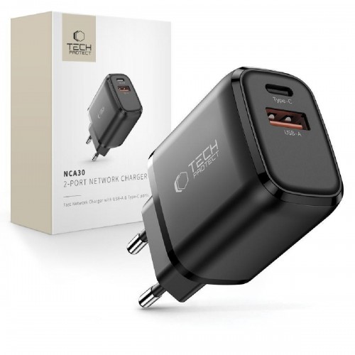 Tech-Protect NCA30 Adaptor με θύρες USB-A & USB-C 30 watt Black