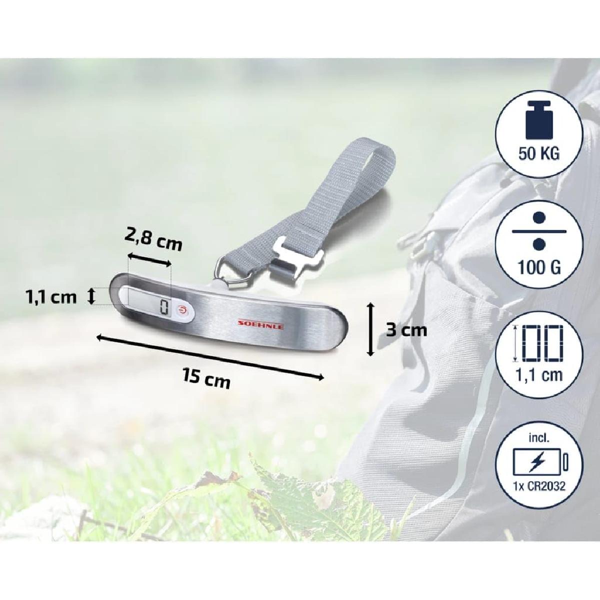 Soehnle 66172 ψηφιακή φορητή ζυγαριά αποσκευών 50kg silver