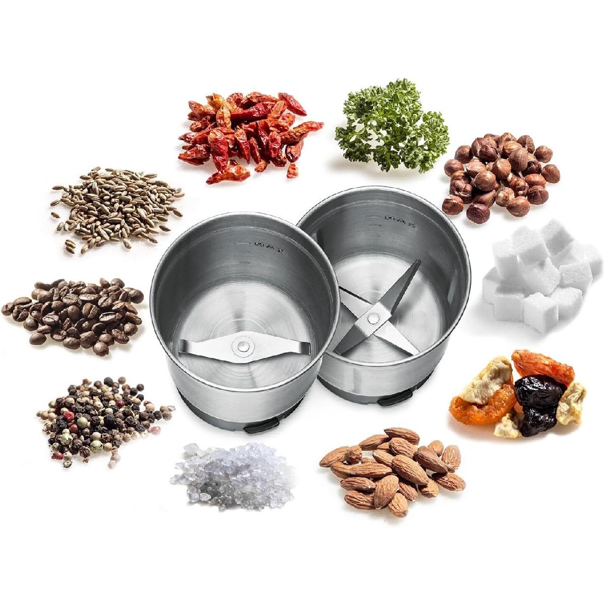 Rommelsbacher EGK 250 Spice Coffee Grinder 200 watt 70gr with timer & speed control stainless steel silver