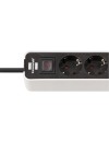 Brennenstuhl Ecolor USB 4 θέσεων καλώδιο 1,5m με διακόπτη και 2 θύρες USB-C white black (1153240126)