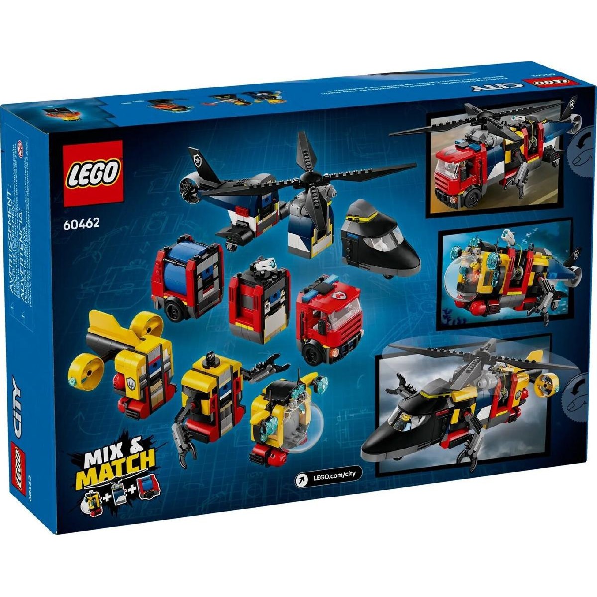 LEGO® City Helicopter, Fire Truck & Submarine Remix (60462)