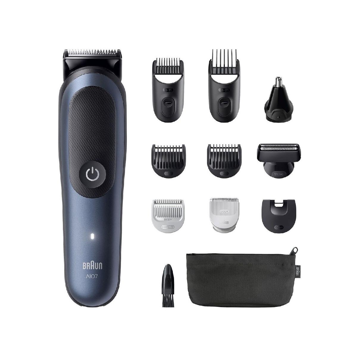 Braun All-in-One Series 7 AIO7540 11-in-1 Multigroom, Beard Trimmer, Nose & Body Trimmer, blue
