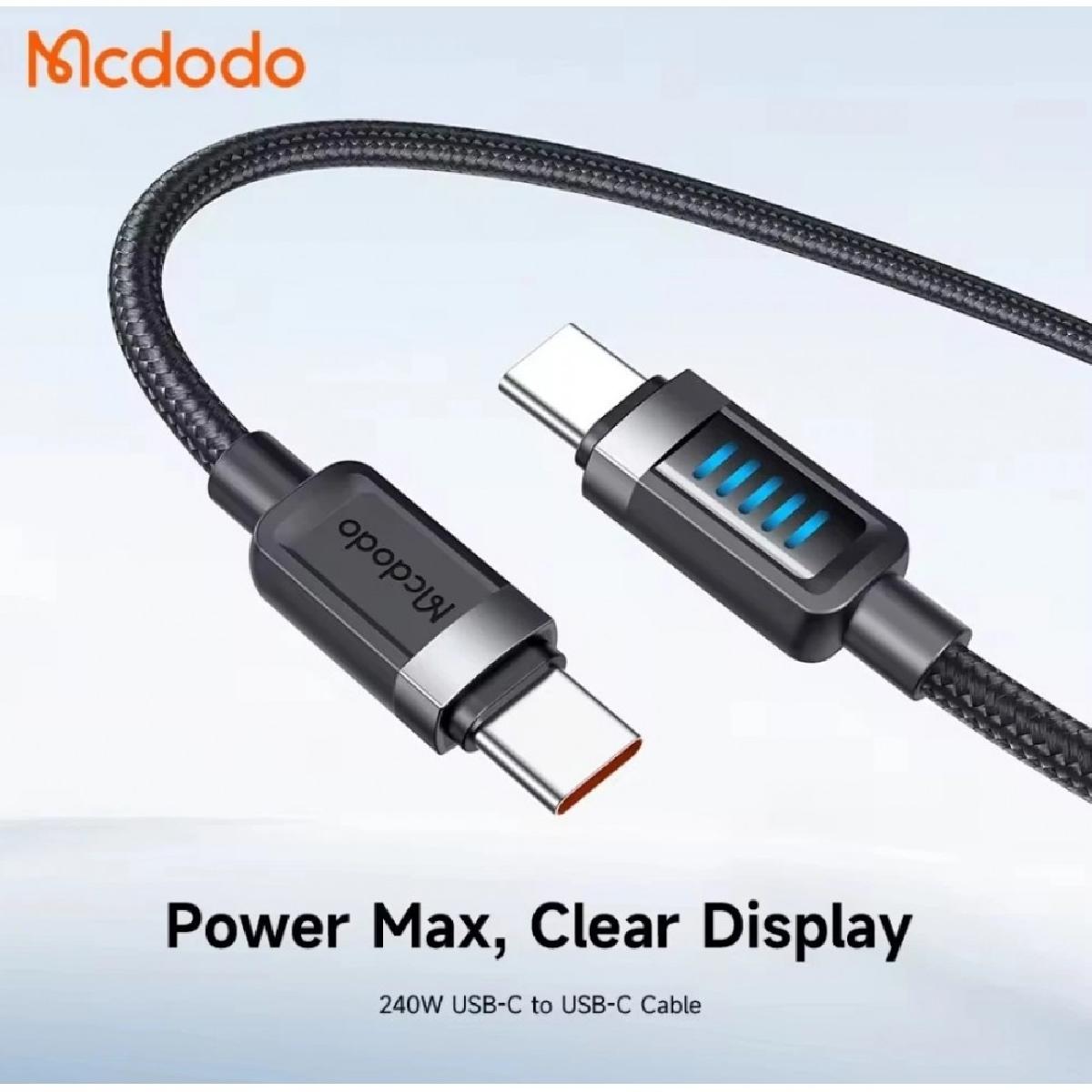 Mcdodo CA-0350 240 watt USB-C to C Cable with Dynamic Charging LED 1.2m black