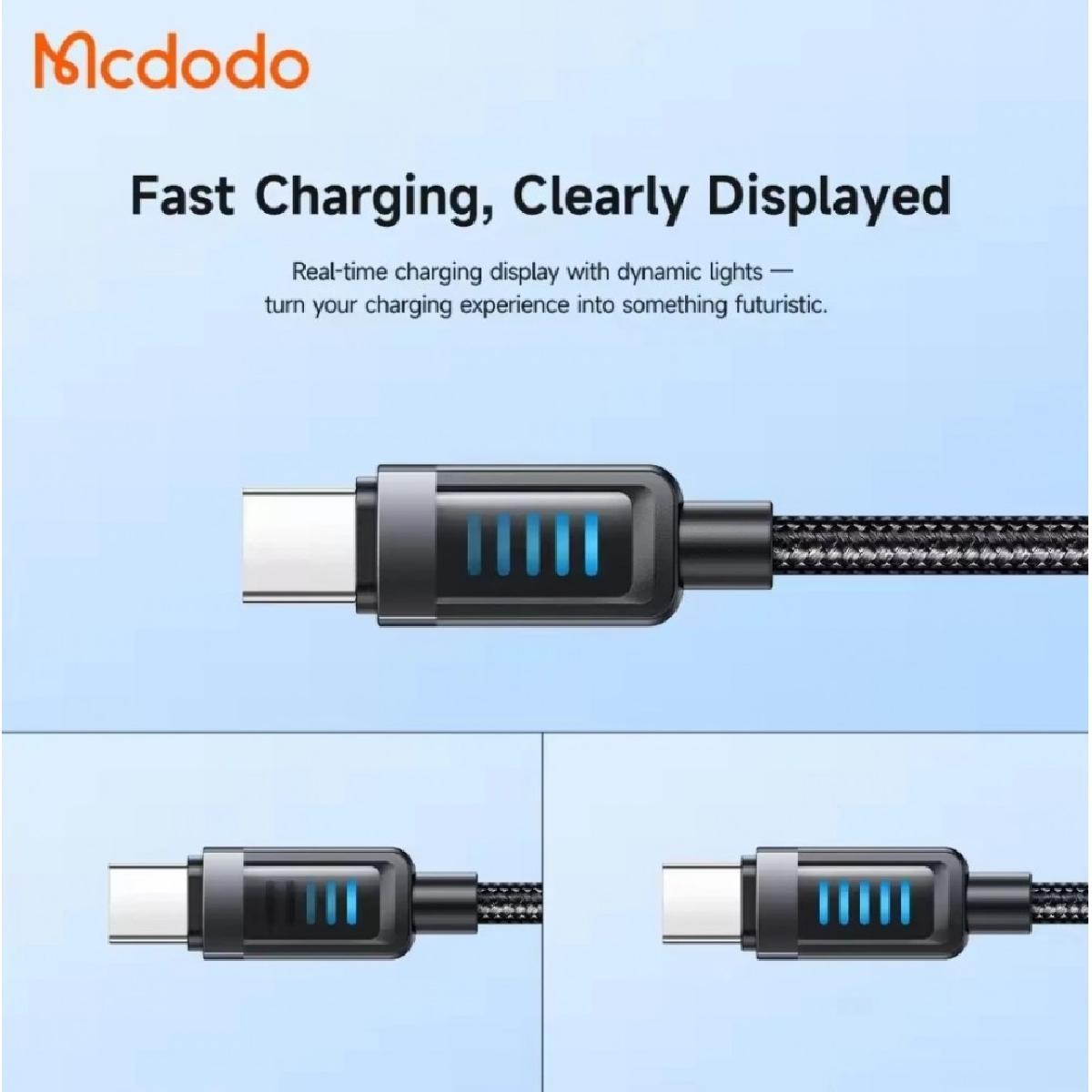 Mcdodo CA-0350 240 watt USB-C to C Cable with Dynamic Charging LED 1.2m black