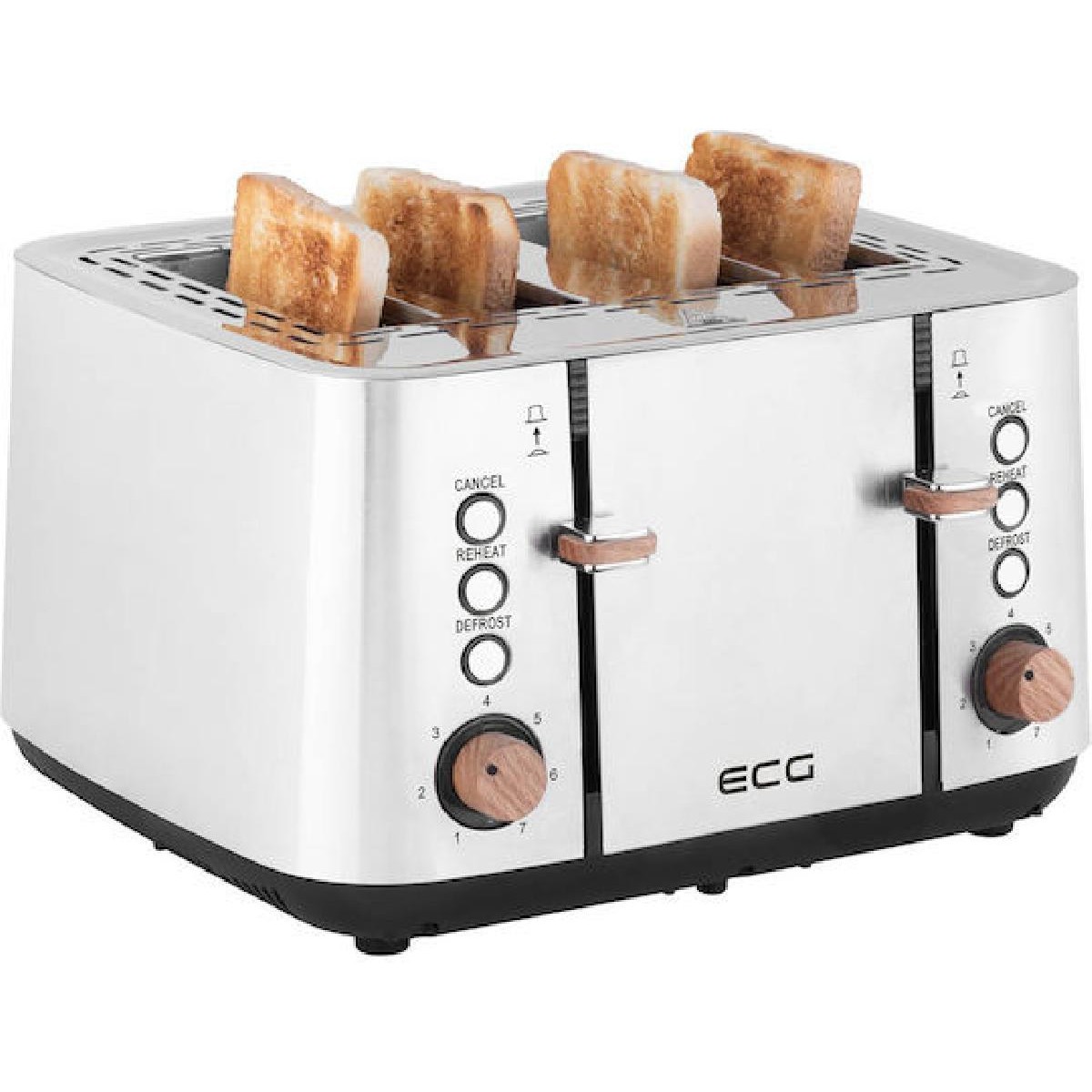 ECG ST4767 Timber Φρυγανιέρα 4 Θέσεων 1850 watt Inox