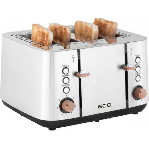 ECG ST4767 Timber Φρυγανιέρα 4 Θέσεων 1850 watt Inox