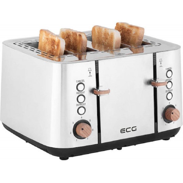 ECG ST4767 Timber Φρυγανιέρα 4 Θέσεων 1850 watt Inox