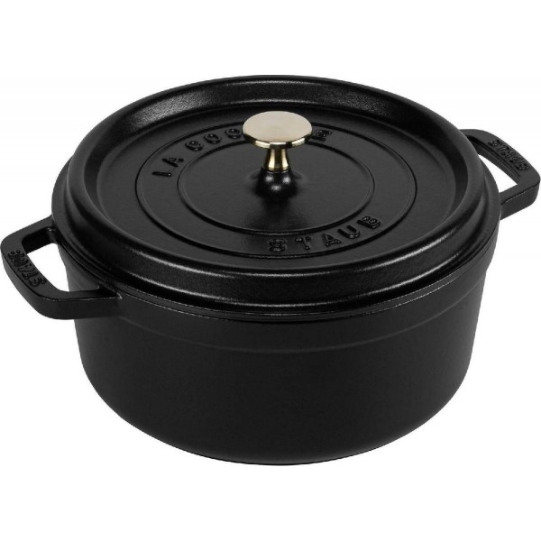 Staub La Cocotte Round Κατσαρόλα από Μαντέμι 24cm 3.8 lt για όλες τις εστίες black (40500-241-0)