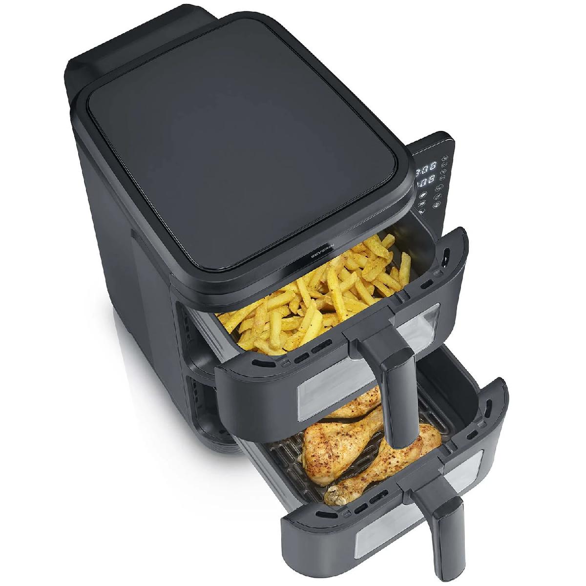 Severin FR2468 S-Fry Duo Stack 11 lt Φριτέζα Αέρος με διπλό κάδο 2x5.5 lt 2800 watt Black