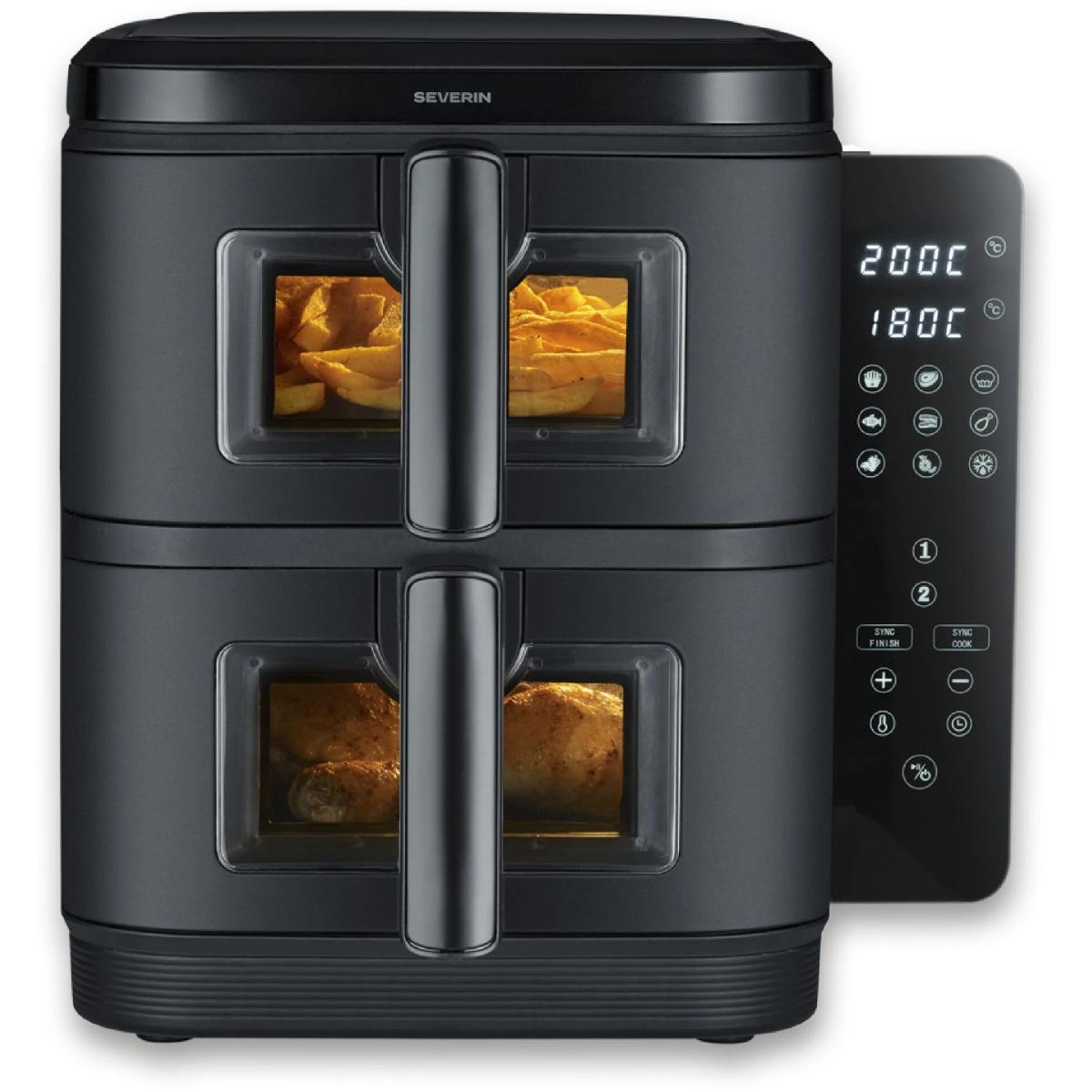 Severin FR2468 S-Fry Duo Stack 11 lt Φριτέζα Αέρος με διπλό κάδο 2x5.5 lt 2800 watt Black