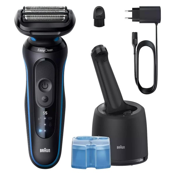 Braun Series 5 52-B7000cc Ξυριστική μηχανή προσώπου + Cleaning Station blue black (183422)