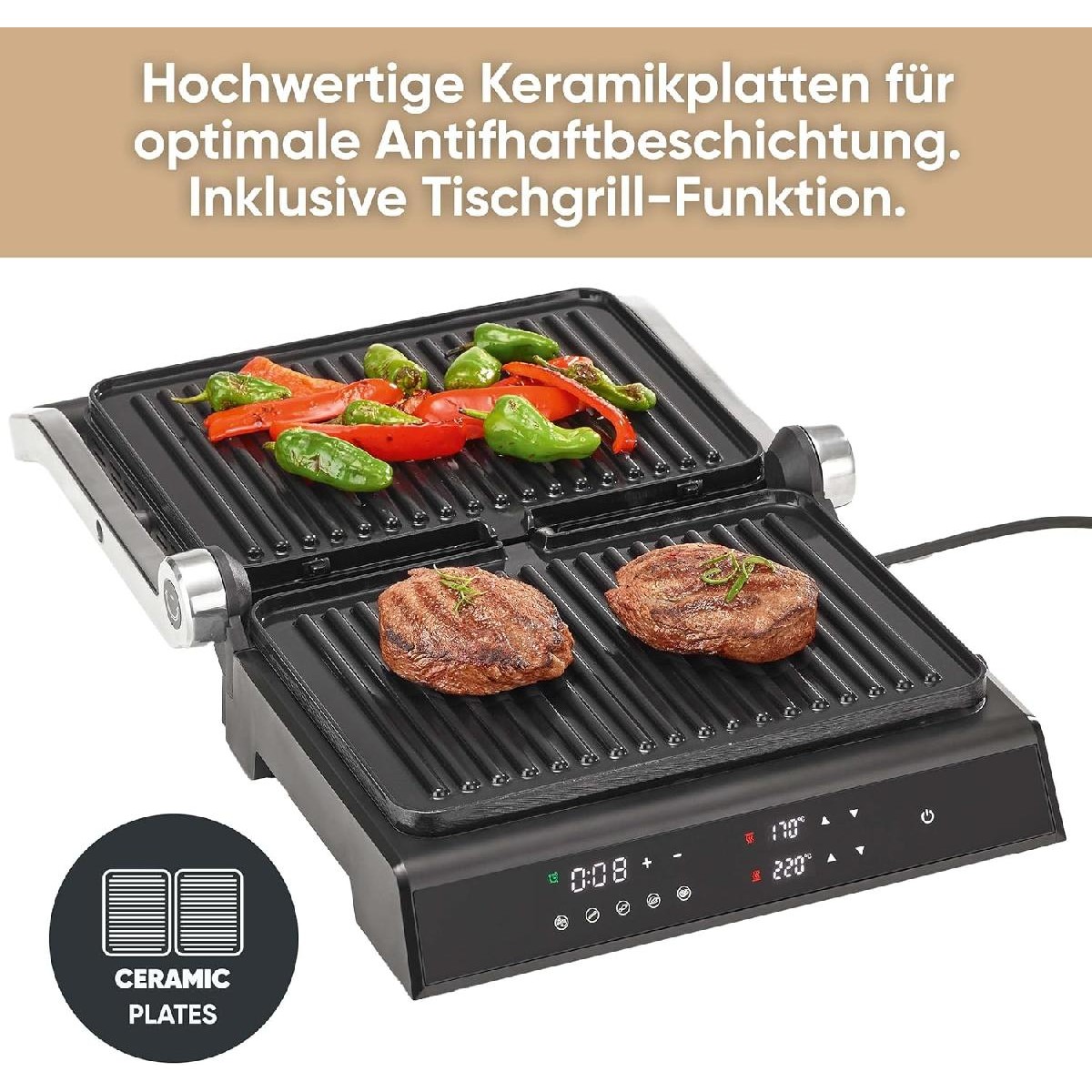 SEVERIN KG2399 SEVINI Comfort Ψηφιακή Τοστιέρα Γκριλιέρα 2000 watt black