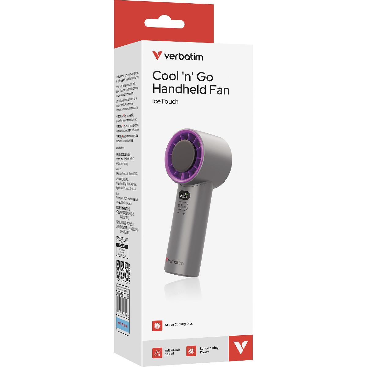 Verbatim Cool n Go IceTouch , επαναφορτιζόμενος ανεμιστήραςι χειρός 3600 mAh grey purple (32342)