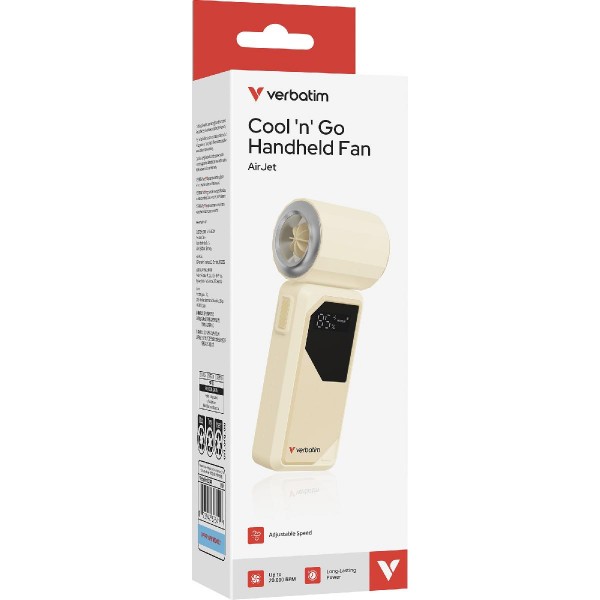 Verbatim Cool n Go Air Jet, επαναφορτιζόμενος ανεμιστήραςι χειρός 4000 mAh white silver(32341)